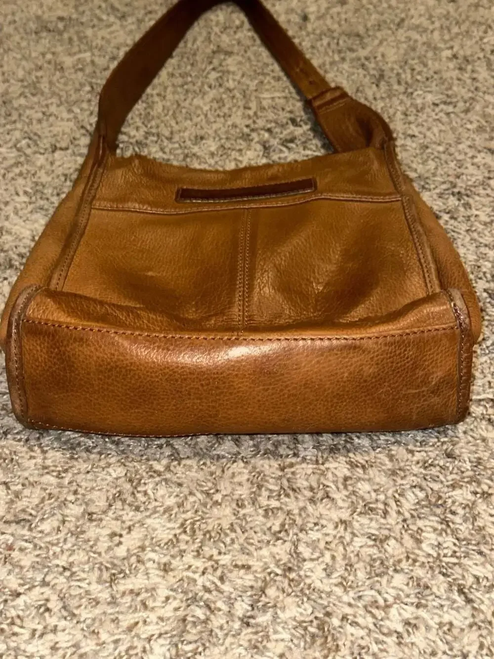 Fossil 75082 Brown Pebbled Leather Messenger Shoulder Bag